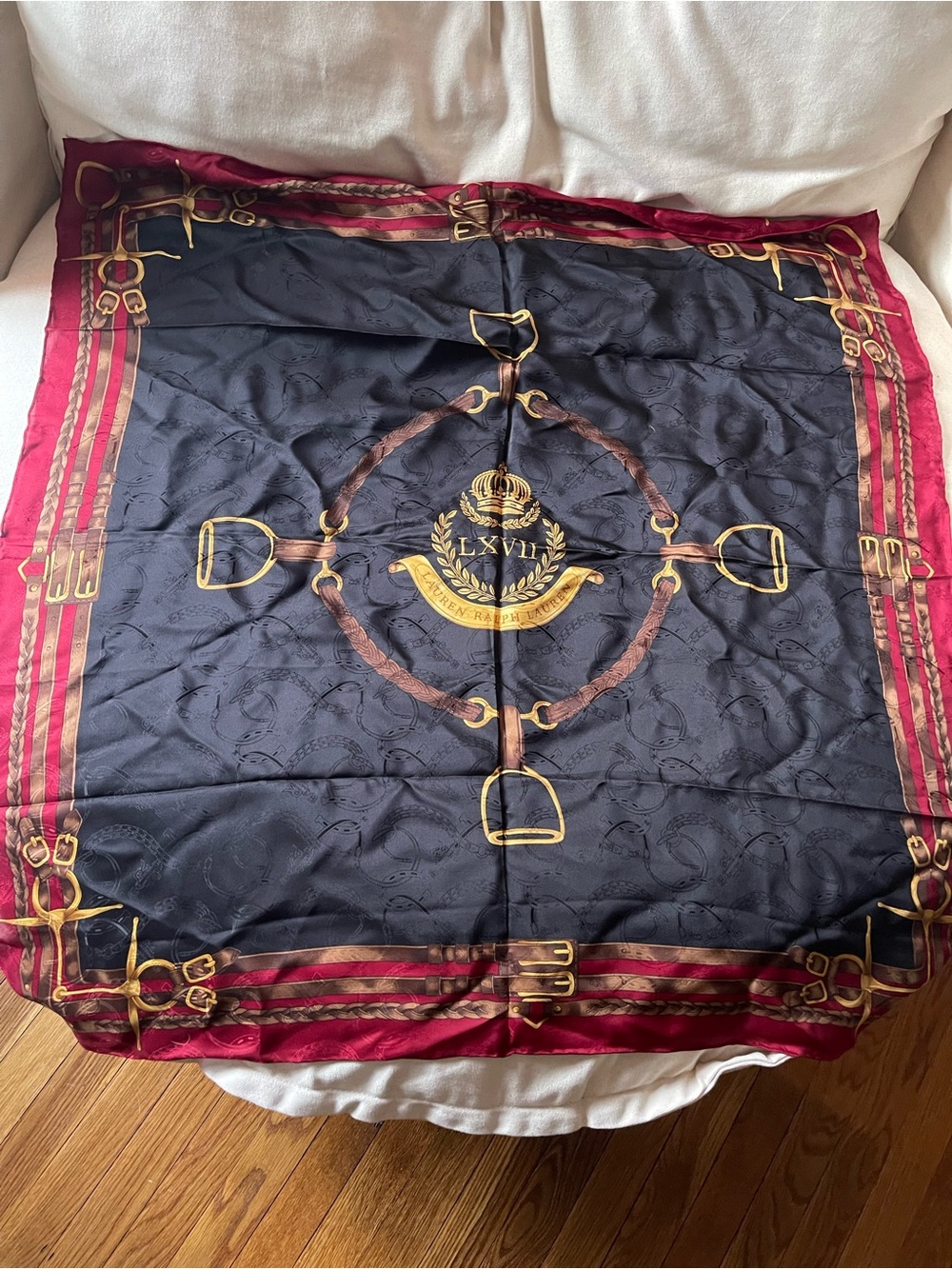 Ralph Lauren Equestrian Print - NWT Vintage 100% Silk 35in Square